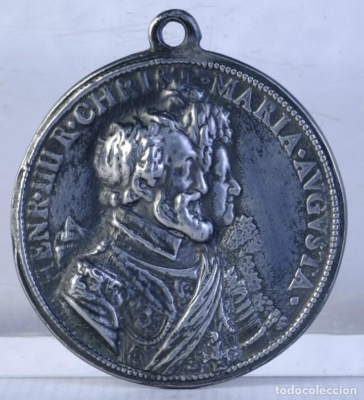 Historische Medaillen: Medalla en plata Henr.IIII R.Christ Maria Augusta - 1603 - 62 mm - 118 gr - muy rara