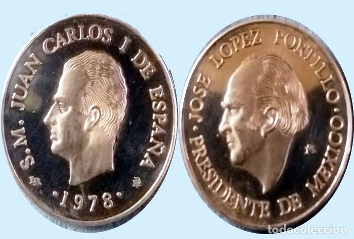 MEDALLA - 1° VISITA DE JUAN CARLOS I A MÉXICO CÓMO REY. PÉREZ PORTILLO - 1978. DIÁMETRO 42 MM. PLATA (Numismática - Medallería - Histórica)