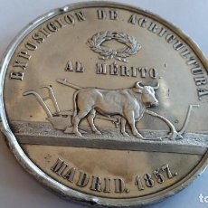 Medallas históricas: MEDALLA-.ISABEL II 1857 EXPOSICION DE AGRICULTURA PESO 95,40GR. PLATA ( K079 ). Lote 215281358