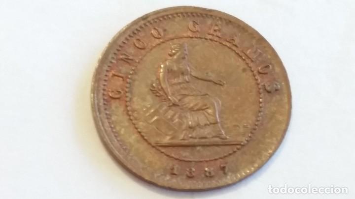 Historische Medaillen: MONEDA DE JUEGO 5 CENTIMOS 1&ordf; REPUBLICA 1887 SC ( K088 )