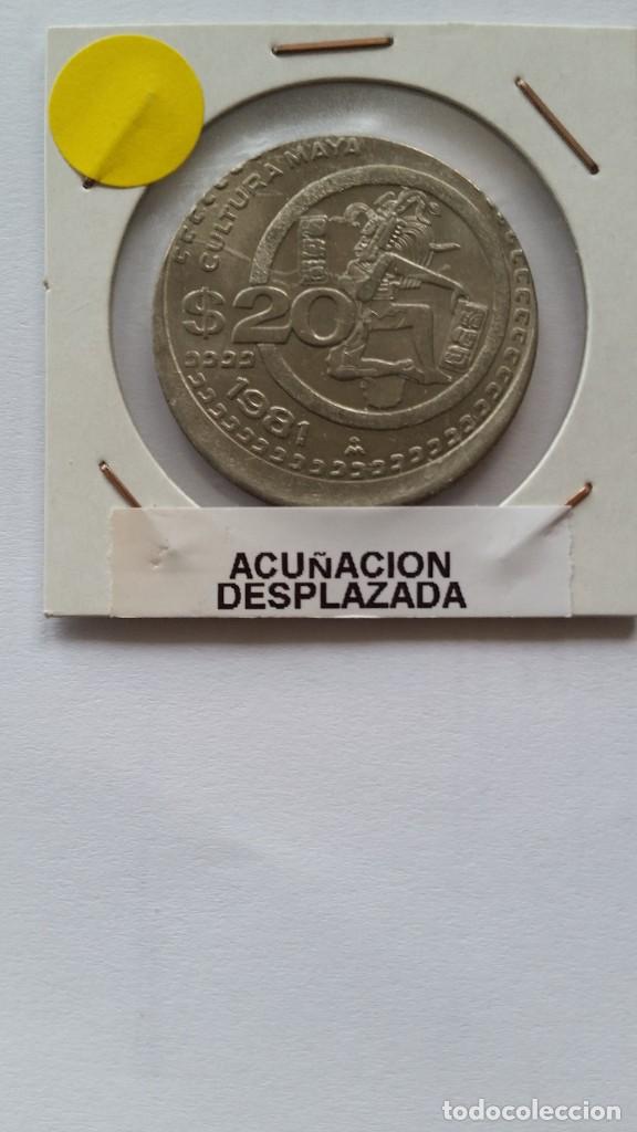 M&eacute;dailles historiques: ERROR- MEXICO 20 PESOS 1981 ACU&Ntilde;ACION DESPLAZADA ( X092 )