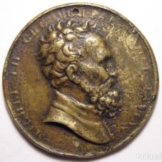 Medallas históricas: EXTRAORDINARIA MEDALLA.MICHELANGELO BUENARROTI. SIGLO XIX. BRONCE 52 MM. Lote 229028566