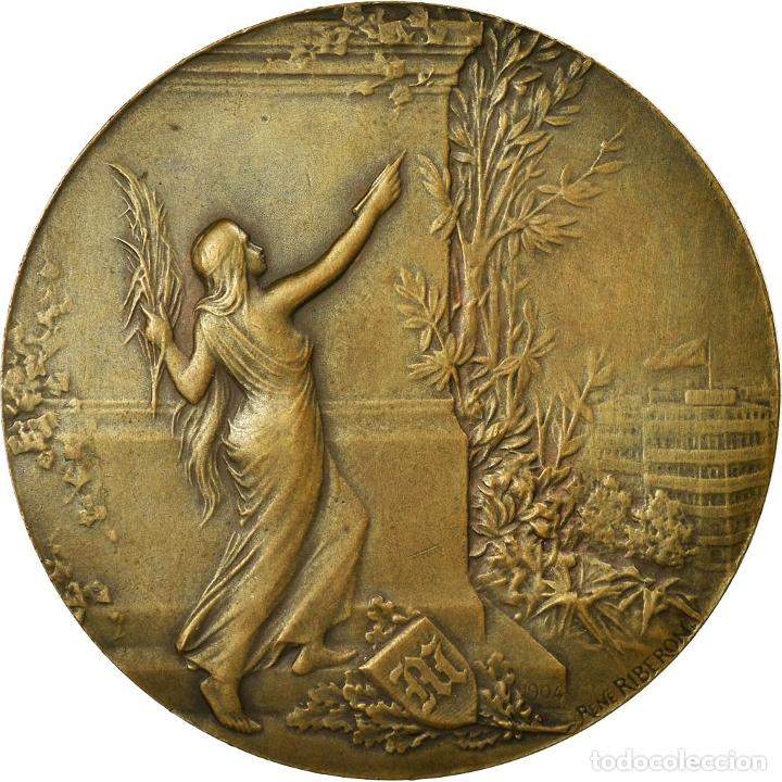 Medallas hist&oacute;ricas: [#711307] Francia, medalla, Art Nouveau, Journal Le Matin, Riberon, MBC+, Bronce