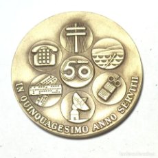 Medallas históricas: MEDALLA TELEFÓNICA CONMEMORATIVA DEL 50 ANIVERSARIO DE SU FUNDACIÓN 1975. Lote 312689378