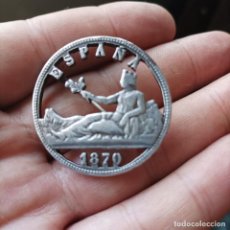 Medallas históricas: MONEDA- BROCHE DE PLATA,2 PESETAS. 1870. Lote 353229199