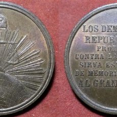 Medallas históricas: MEDALLA. LOS DEMÓCRATAS REPUBLICANOS PROTESTAN CONTRA LA MONARQUÍA. 1869. Lote 380323649
