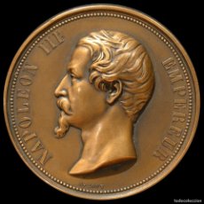Medallas históricas: MEDALLA NAPOLEÓN III VIADUCTO FERROVIARIO DE LAVAL 1855 PARIS FRANCIA FERROCARRIL OCCIDENTAL A.BOVY. Lote 215255481