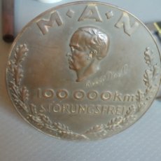 Medallas históricas: PLACA MEDALLA MAN 100,000 KM STÖRUNGSFREI - TRUCK RUDOLF DIESEL