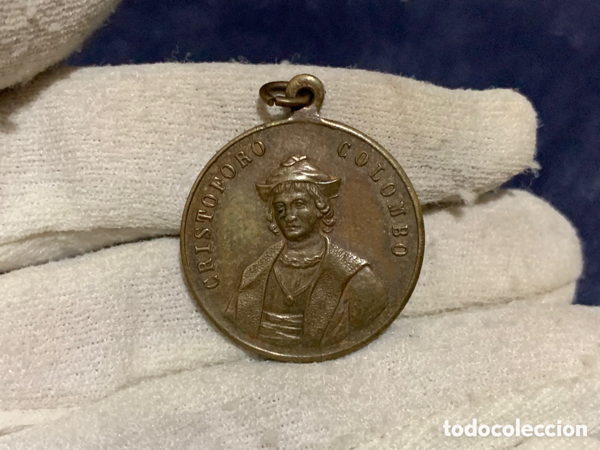 Medallas hist&oacute;ricas: ANTIGUA MEDALLITA CRIST&Oacute;BAL COL&Oacute;N DESCUBRIMIENTO DE AMERICA 1492