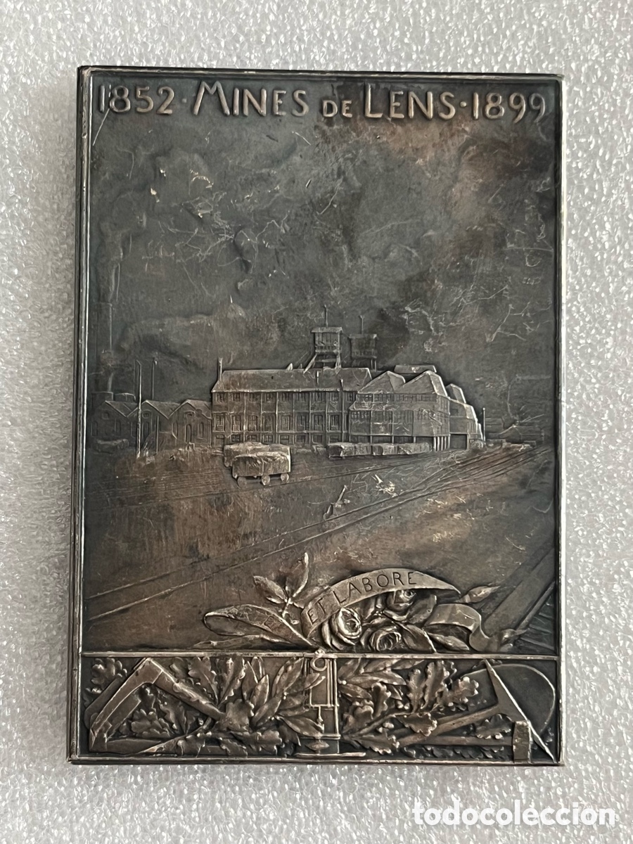 Medallas hist&oacute;ricas: Medalla rectangular de Bronce - Francia - 1852 Mines de Lens 1899 - Foto 2