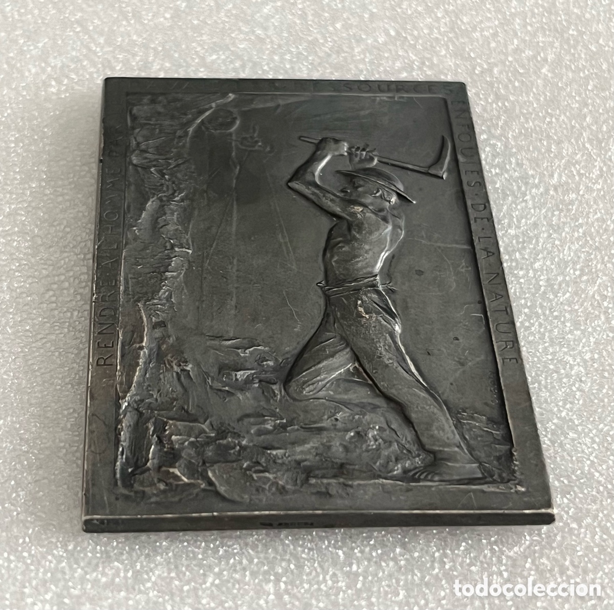 Medallas hist&oacute;ricas: Medalla rectangular de Bronce - Francia - 1852 Mines de Lens 1899 - Foto 3