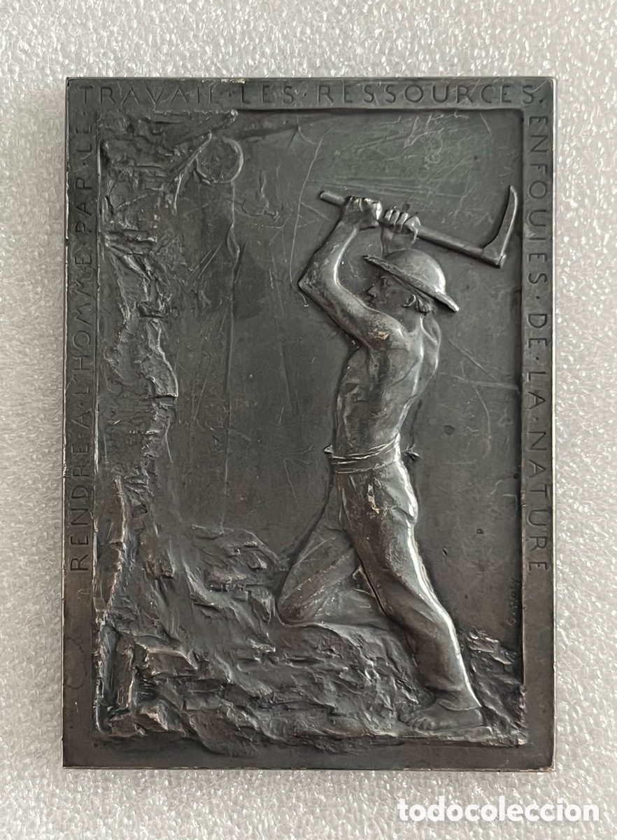 Medallas hist&oacute;ricas: Medalla rectangular de Bronce - Francia - 1852 Mines de Lens 1899 - Foto 1