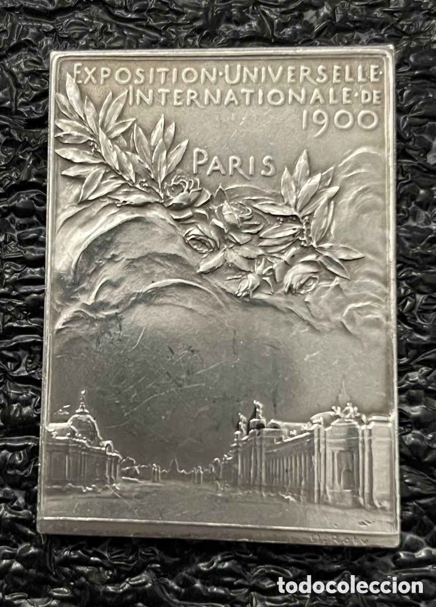 Medallas hist&oacute;ricas: Medalla rectangular de bronce 1900 Exposici&oacute;n Universal de Paris - Foto 2