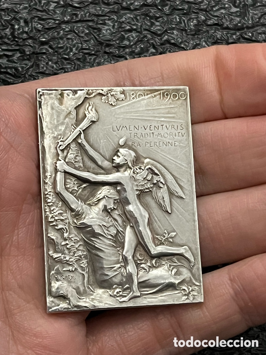Medallas hist&oacute;ricas: Medalla rectangular de bronce 1900 Exposici&oacute;n Universal de Paris - Foto 4