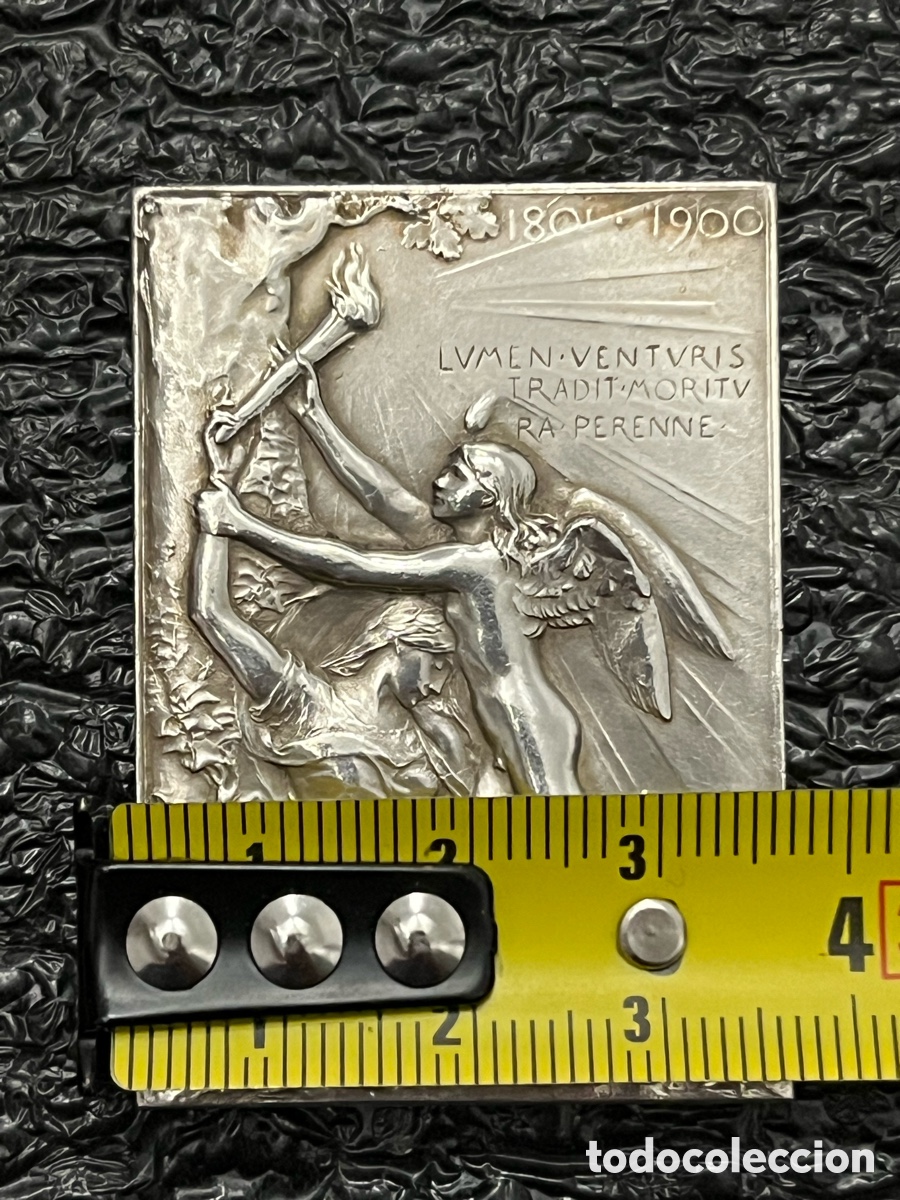 Medallas hist&oacute;ricas: Medalla rectangular de bronce 1900 Exposici&oacute;n Universal de Paris - Foto 9