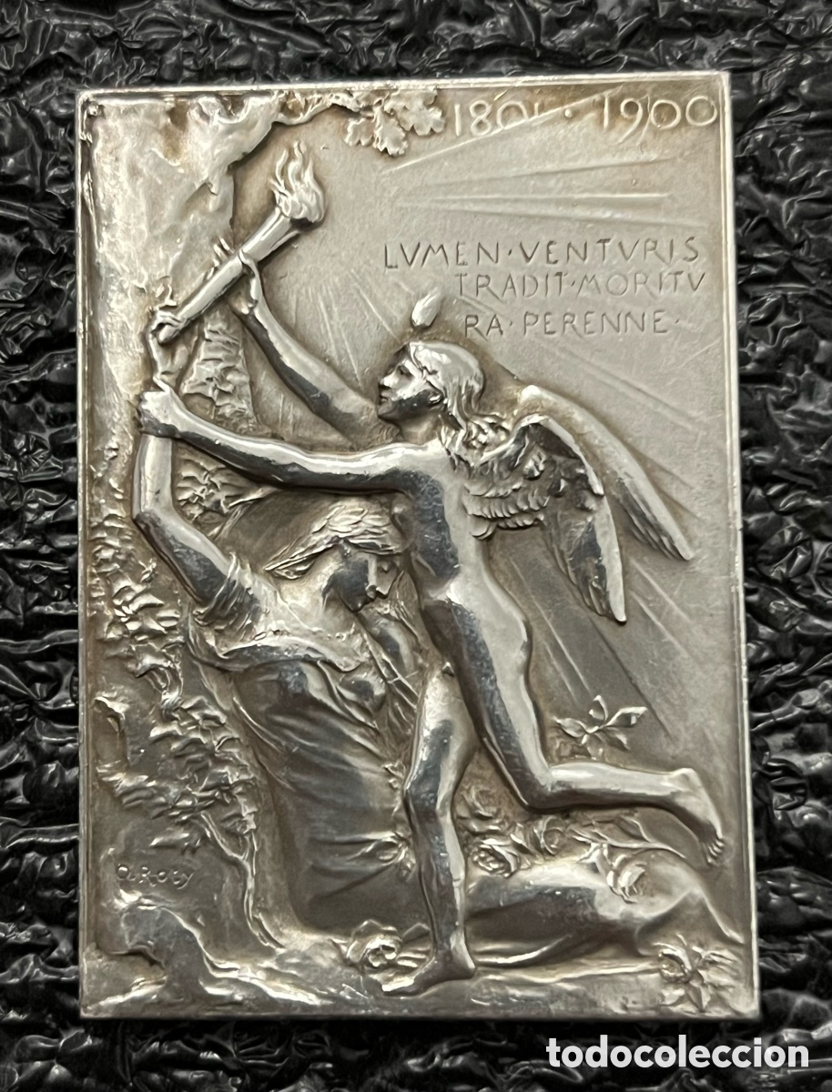 Medallas hist&oacute;ricas: Medalla rectangular de bronce 1900 Exposici&oacute;n Universal de Paris - Foto 1