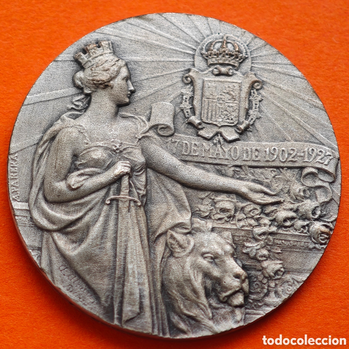 M&eacute;dailles historiques: BILBAO 1902 1927 ALFONSO XIII ESCASA MEDALLA XXV Aniversario de su reinado BRONCE
