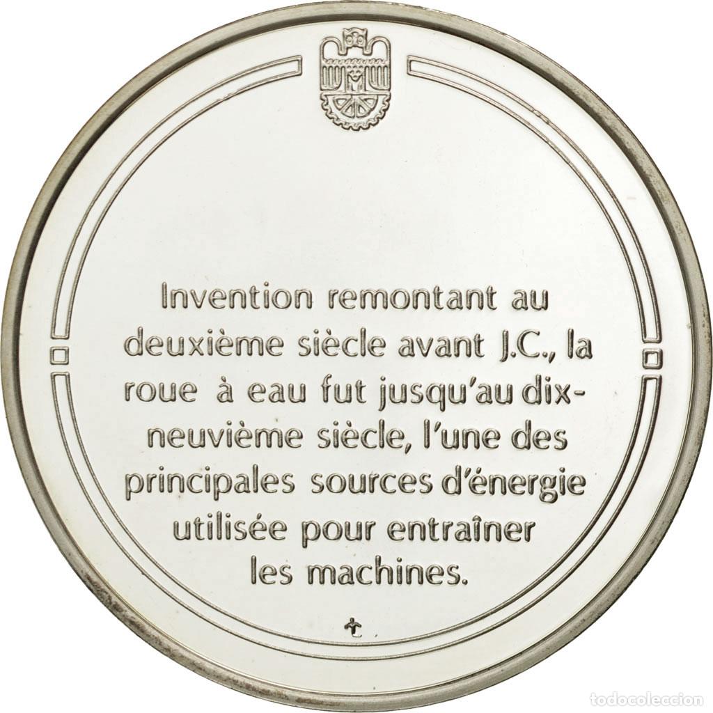 Medallas hist&oacute;ricas: [#490080] Francia, Medal, La roue &agrave; eau, Sciences & Technologies, FDC, Plata - Foto 2