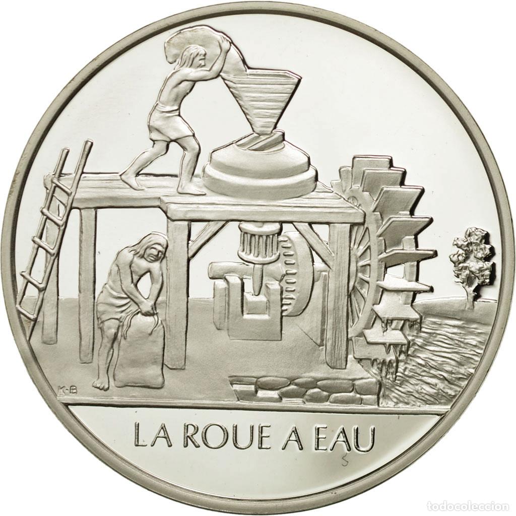 Medallas hist&oacute;ricas: [#490080] Francia, Medal, La roue &agrave; eau, Sciences & Technologies, FDC, Plata - Foto 1