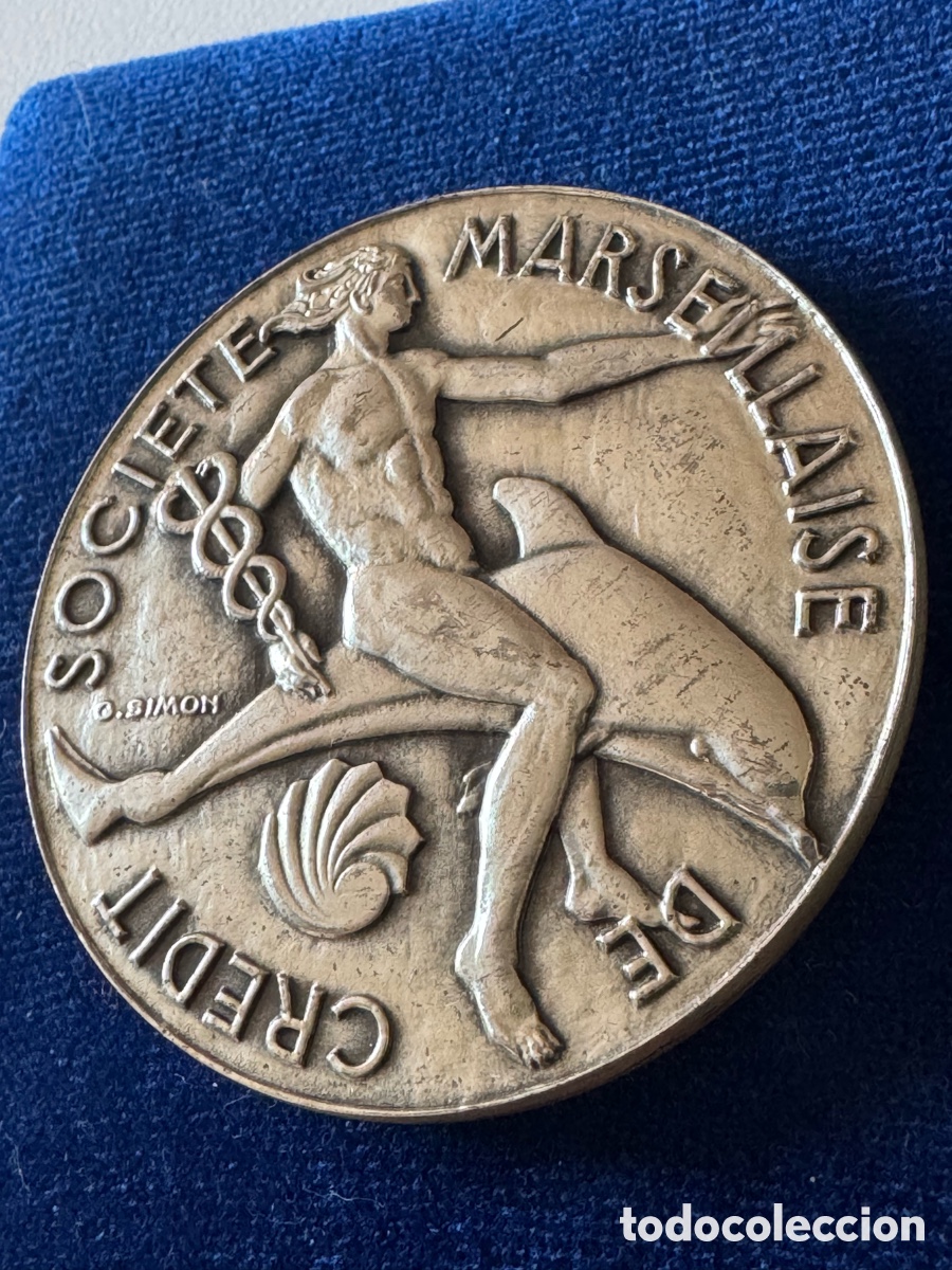Medallas hist&oacute;ricas: Medalha em Prata 950 &ndash; 135 g &ndash; Soci&eacute;t&eacute; Marseillaise de Cr&eacute;dit &ndash; Assinada G. Simon