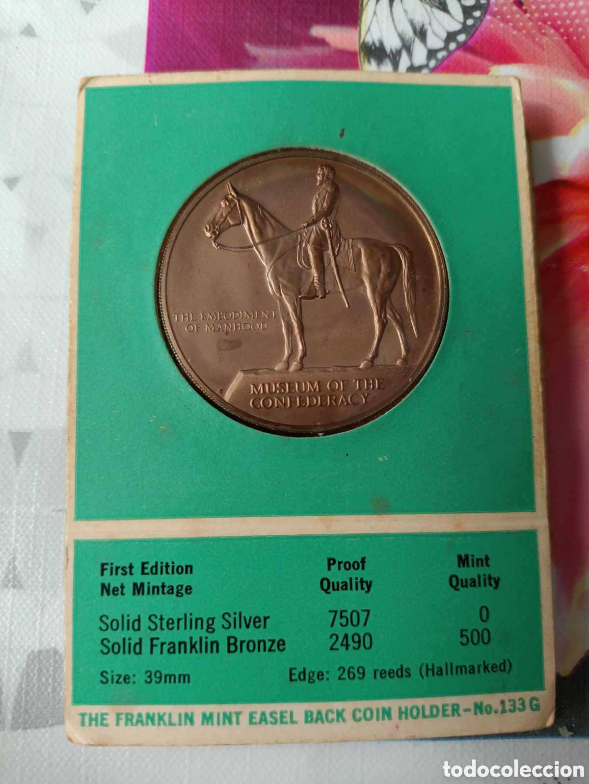 Medallas hist&oacute;ricas: Medalla Franklin Mint Robert E. Lee. 1970 Bronce. - Foto 2