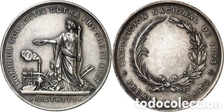 Medallas hist&oacute;ricas: 1873. Madrid. Premio al M&eacute;rito de la Exposici&oacute;n Nacional.