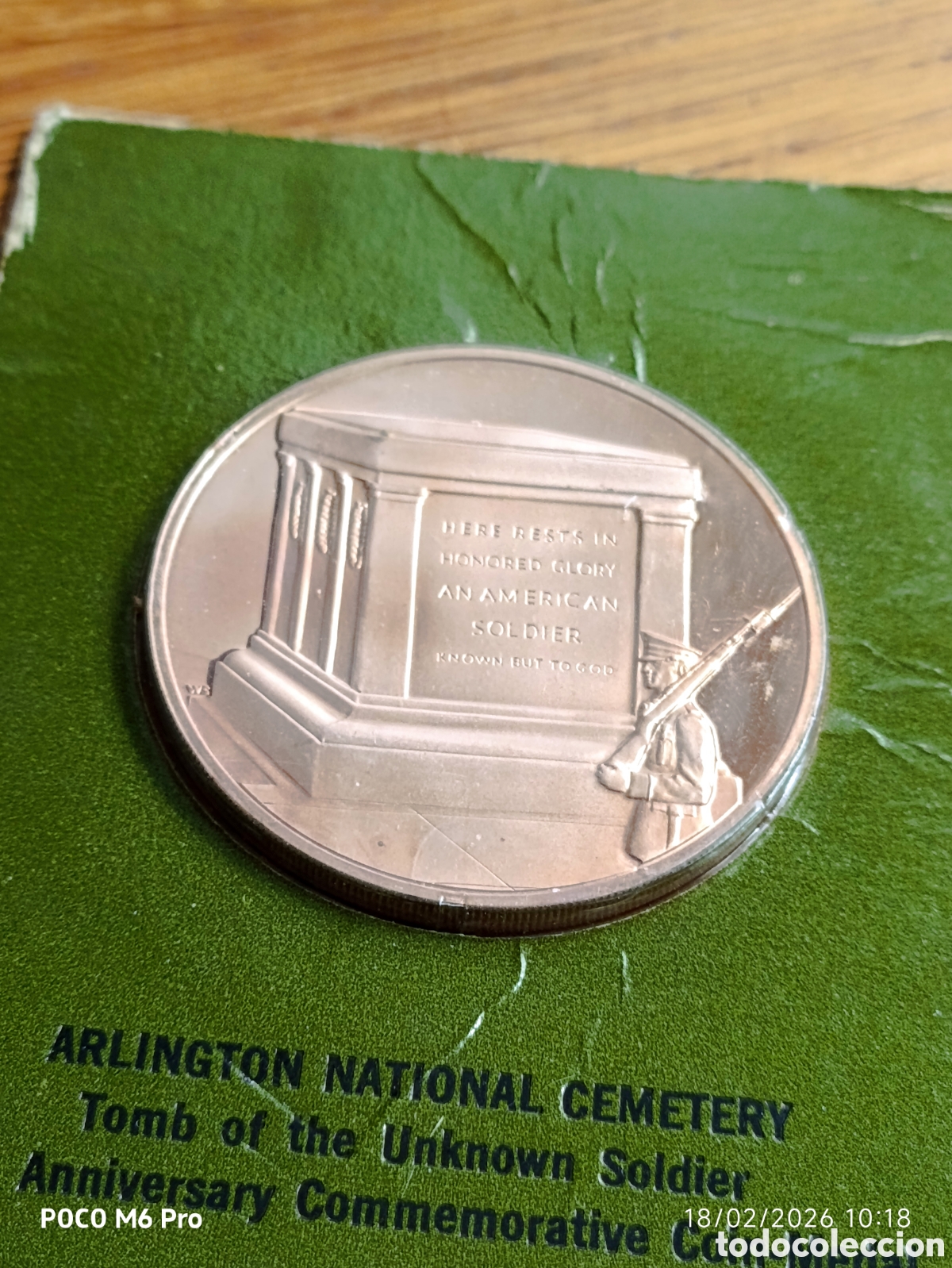 Medallas hist&oacute;ricas: Medalla Bronce Franklin Mint 1971 - 50 Aniversario Tumba del Soldado Desconocido Arlington -