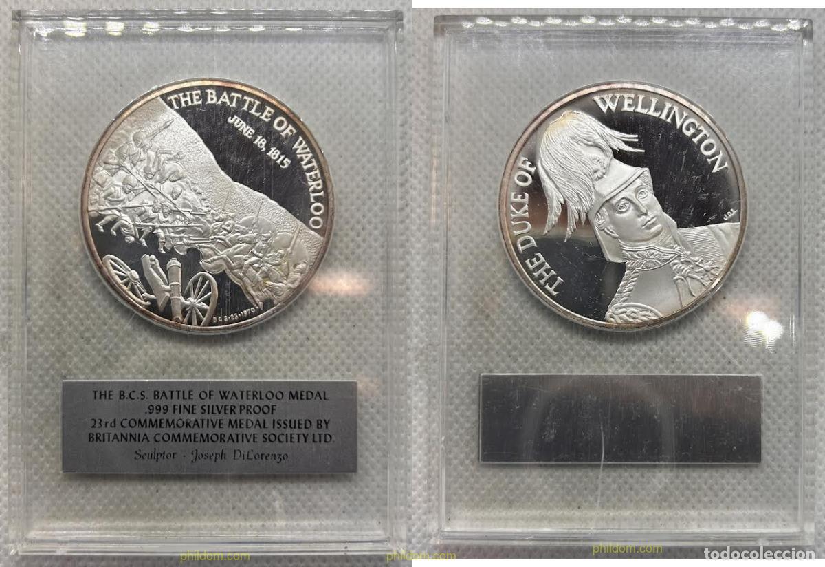Medallas hist&oacute;ricas: &ldquo;Medalla conmemorativa Batalla de Waterloo 1815 &ndash; Plata pura .999 &ndash; Britannia Commemorative S