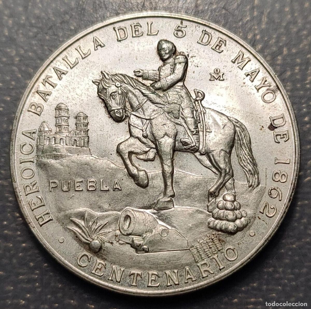 Medallas hist&oacute;ricas: MEXICO PUEBLA HEROIC BATTLES OF 5TH OF MAY 1862 SILVER MEDAL ZARAGOZA HORSEMAN