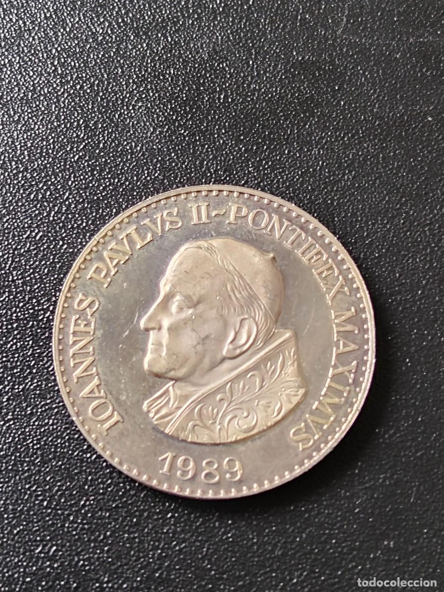 Medallas hist&oacute;ricas: MEDALLA PLATA: IOANNES PAVLVS II PONTIFEX MAXIMUS 1989 - COVADONGA ASTURIAS