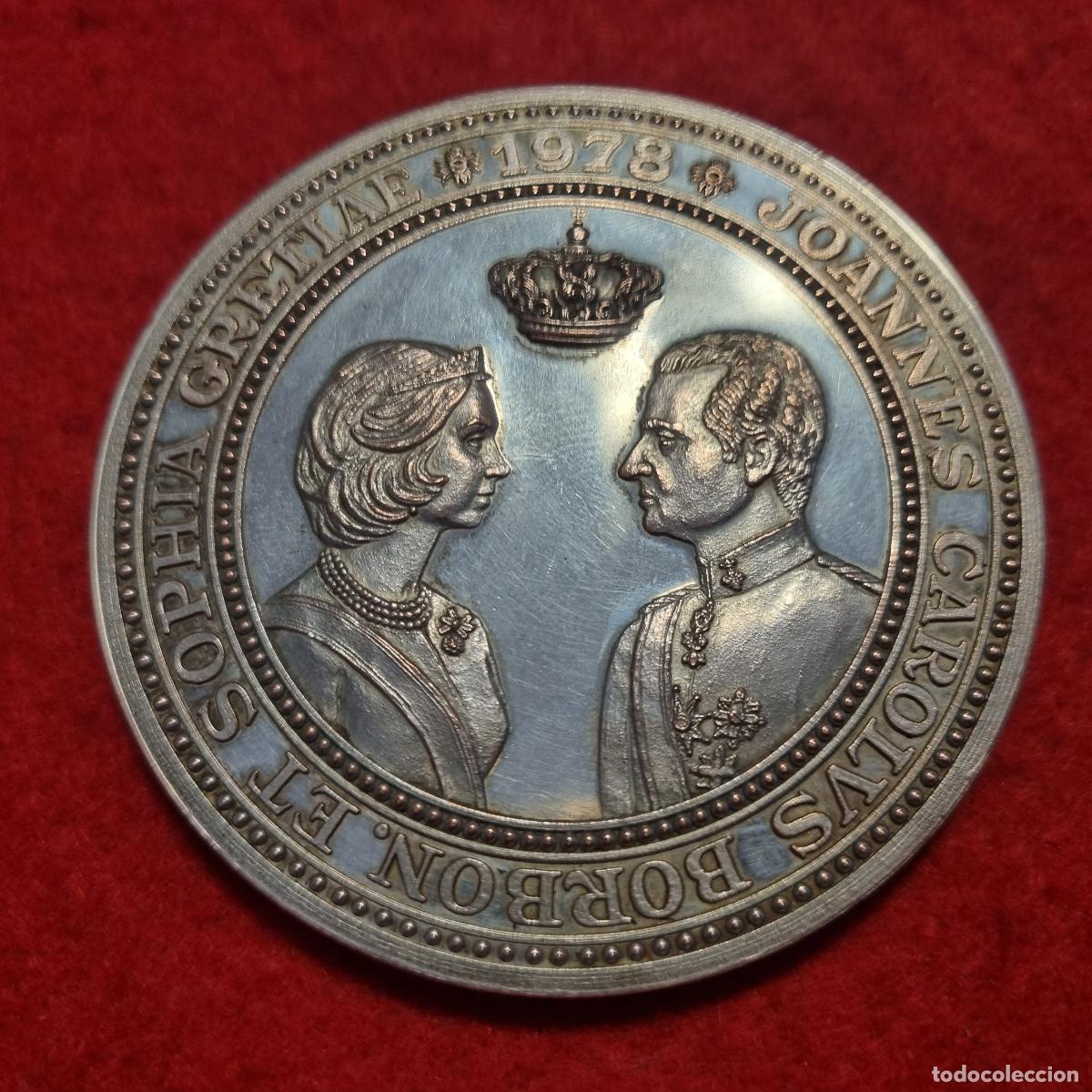 Medallas hist&oacute;ricas: MEDALLA MEDALLON CONMEMORATIVA PLATEADA REYES JUAN CARLOS Y SOFIA 1978 CINCUENTIN 168 GR. 2&ordm;
