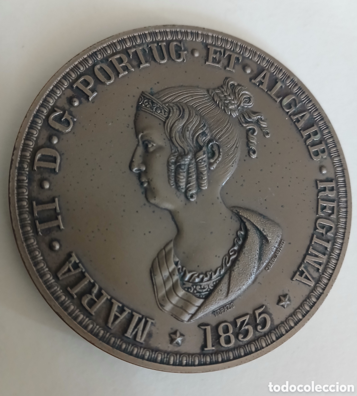 Medallas hist&oacute;ricas: Medalla Portugal Serie Reyes - Reina Mar&iacute;a II (1835) - Cabral Antunes / Top&aacute;zio - Numerada