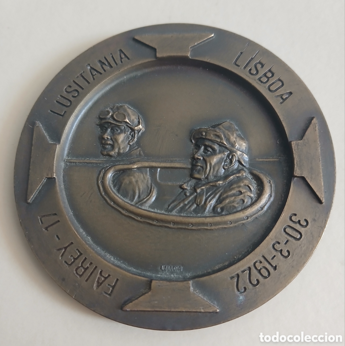 Medallas hist&oacute;ricas: Medalla Bronce Numerada (n.&ordm; 305 de ) 50 Aniversario. Vuelo Atl&aacute;ntico 1922-1972 - Grabador L. IN&Aacute;CIO