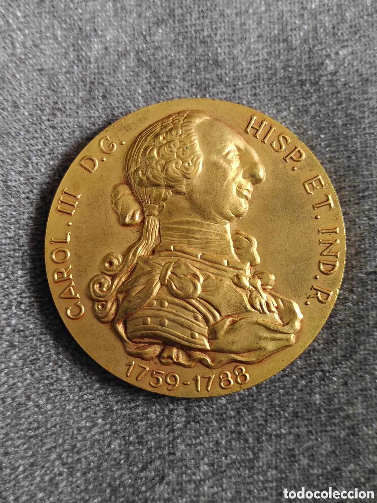 Medallas hist&oacute;ricas: ANTIGUA MEDALLA CARLOS III 1759-1788 RELIEVE CALICO 1964 50mm di&aacute;metro