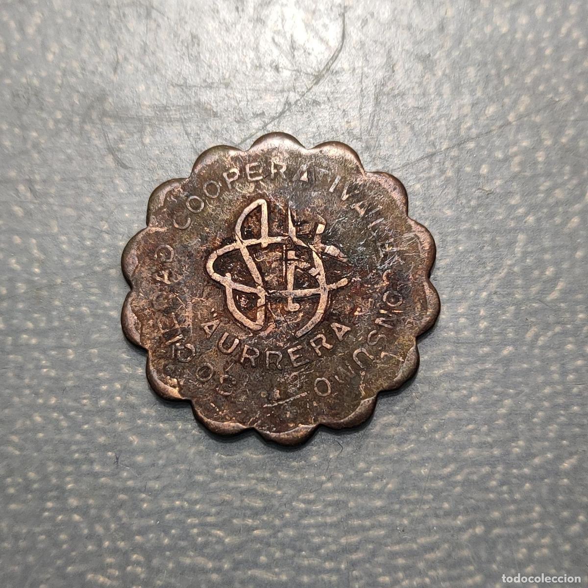 Medallas hist&oacute;ricas: ESPA&Ntilde;A FICHA COOPERATIVA AURRERA 1 PESETA