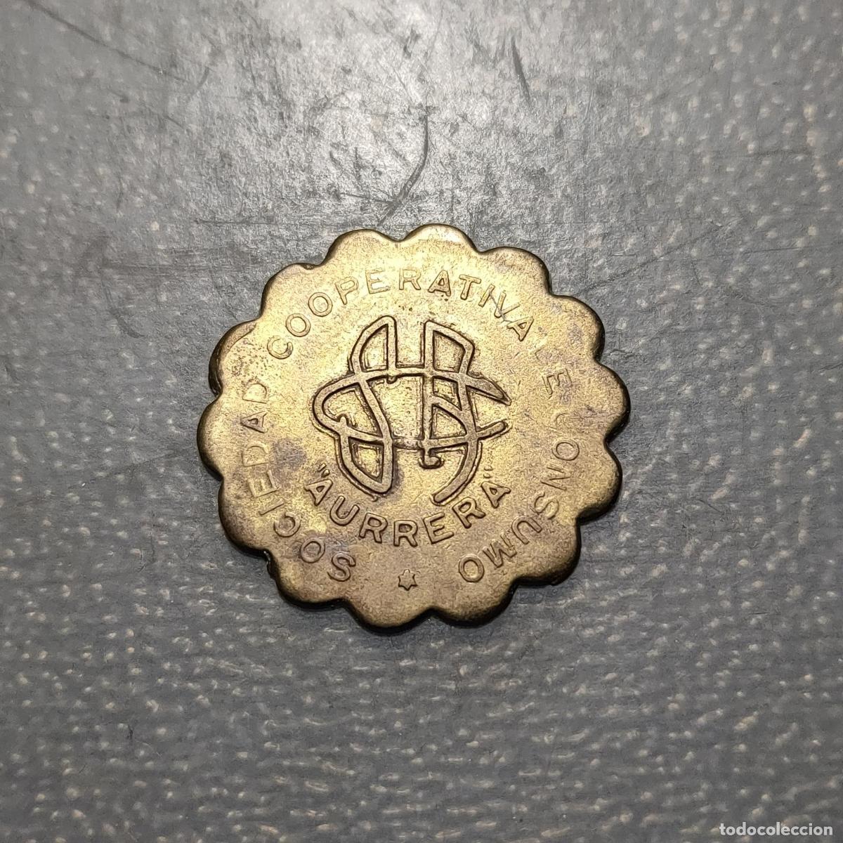Medallas hist&oacute;ricas: ESPA&Ntilde;A FICHA COOPERATIVA AURRERA 1 PESETA