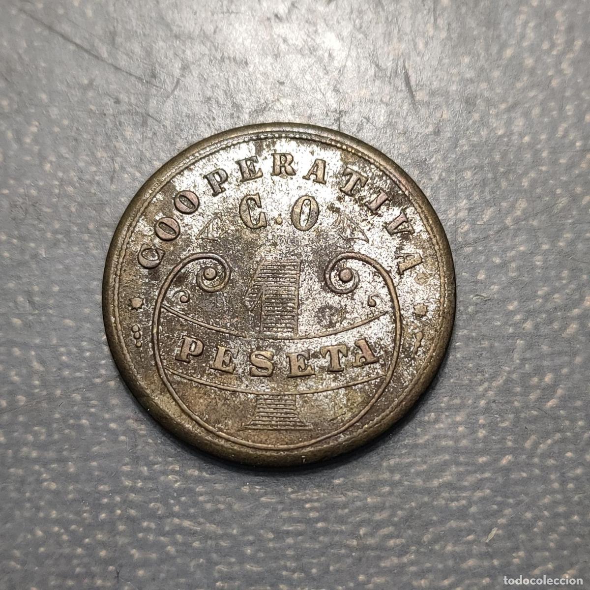 Medallas hist&oacute;ricas: ESPA&Ntilde;A FICHA COOPERATIVA AZCOITIA 1 PESETA 1915