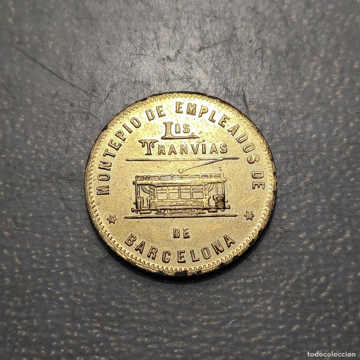 Medallas hist&oacute;ricas: ESPA&Ntilde;A FICHA COOPERATIVA DE TRANVIAS BARCELONA 5 CENTIMOS 1916