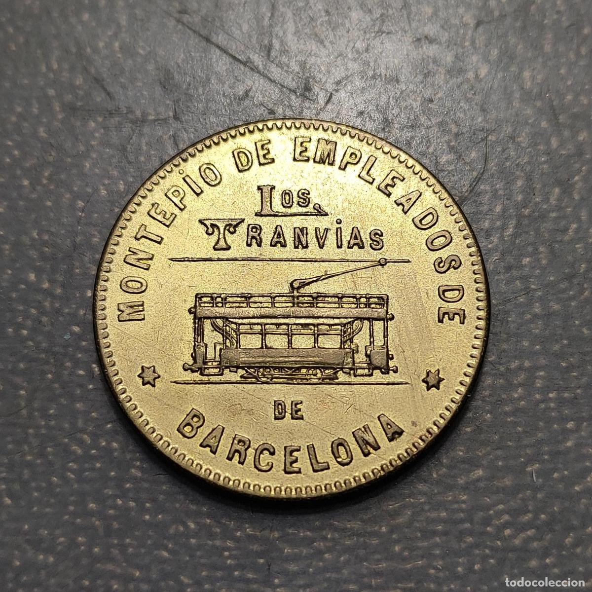 Medallas hist&oacute;ricas: ESPA&Ntilde;A FICHA COOPERATIVA DE TRANVIAS BARCELONA 10 CENTIMOS 1916