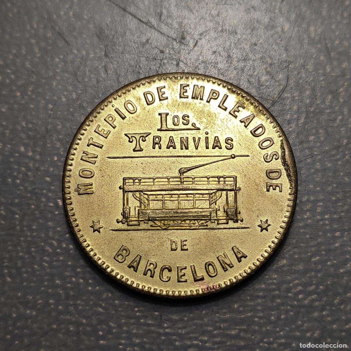 Medallas hist&oacute;ricas: ESPA&Ntilde;A FICHA COOPERATIVA DE TRANVIAS BARCELONA 10 CENTIMOS 1916