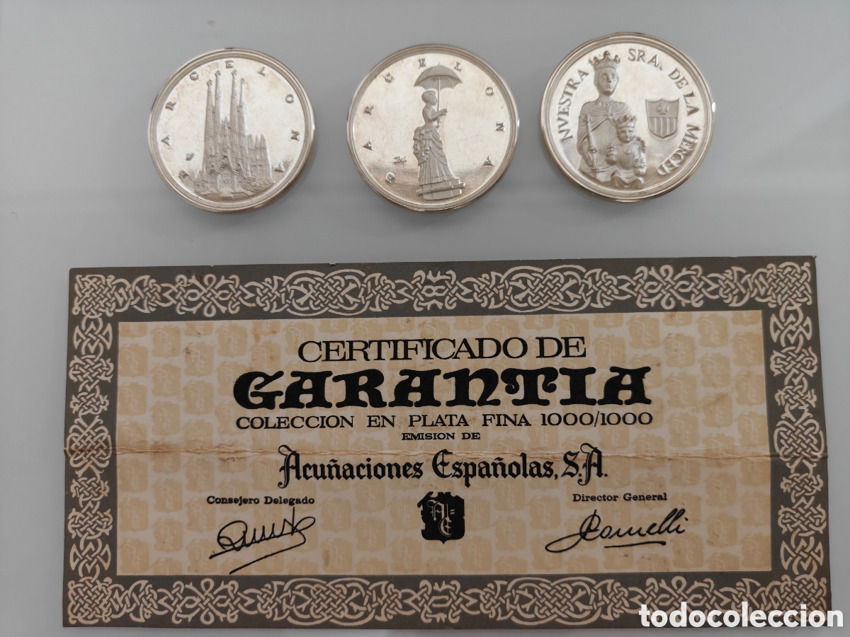 Medallas hist&oacute;ricas: ANTIGUO ESTUCHE 3X MEDALLAS PLATA BARCELONA MODERNISTA SAGRADA FAMILIA ACU&Ntilde;ACIONES ESPA&Ntilde;OLAS CERTIF