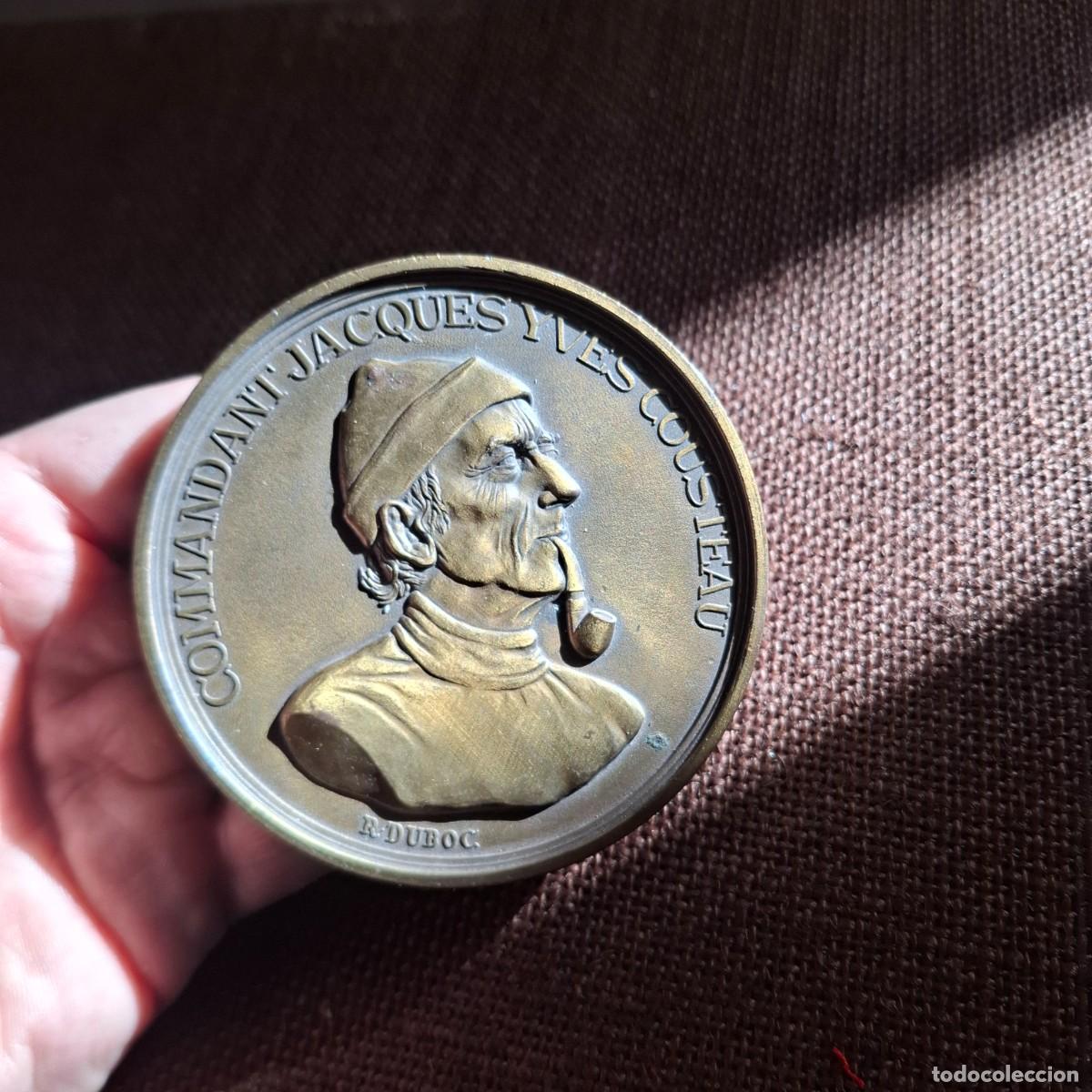 Medalhas hist&oacute;ricas: Enorme Medalla bronce Jacques Cousteau y su buque Calypso -