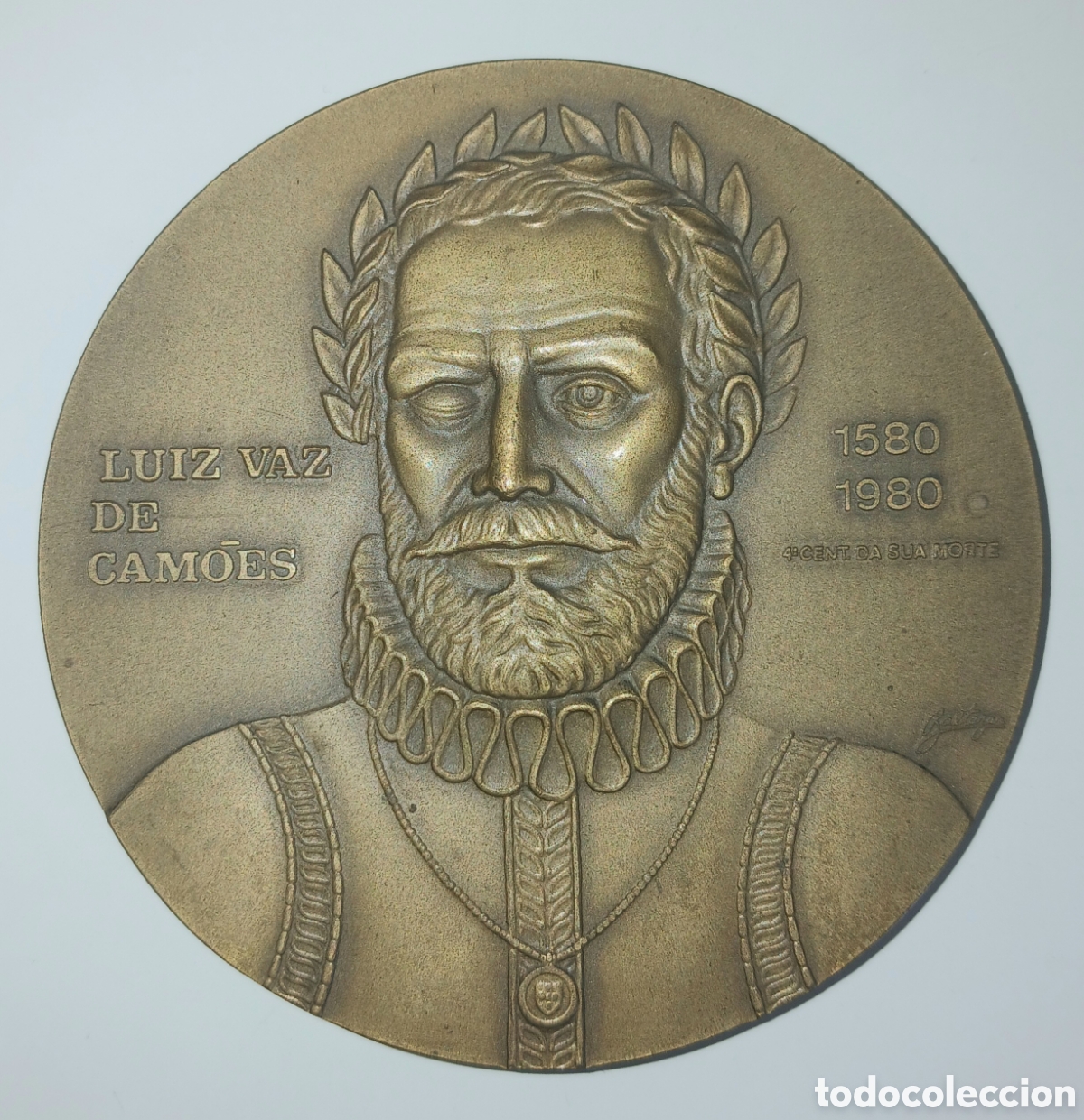 Medallas hist&oacute;ricas: Medalla 258gr Bronce IV Centenario Lu&iacute;s Vaz de Cam&otilde;es 1580-1980 Numerada 542/1000 Escultor Baltasar