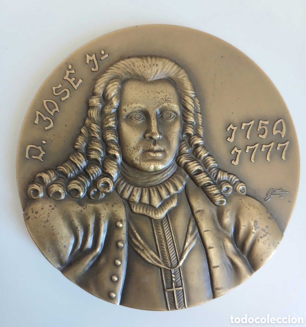 Medallas hist&oacute;ricas: Medalla 215gr. Art&iacute;stica de Bronce - Terremoto de Lisboa 1755 - Escultor Baltazar - Numerada