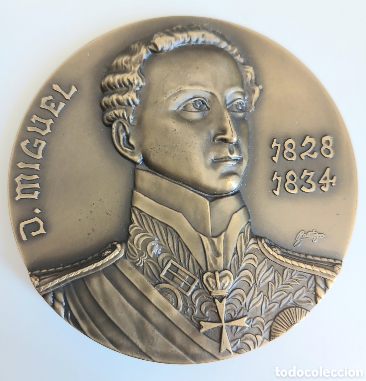 Medallas hist&oacute;ricas: Medalla Bronce D. Miguel I Portugal - Cerco de Oporto - Numerada 64/750 - Baltazar - 199g