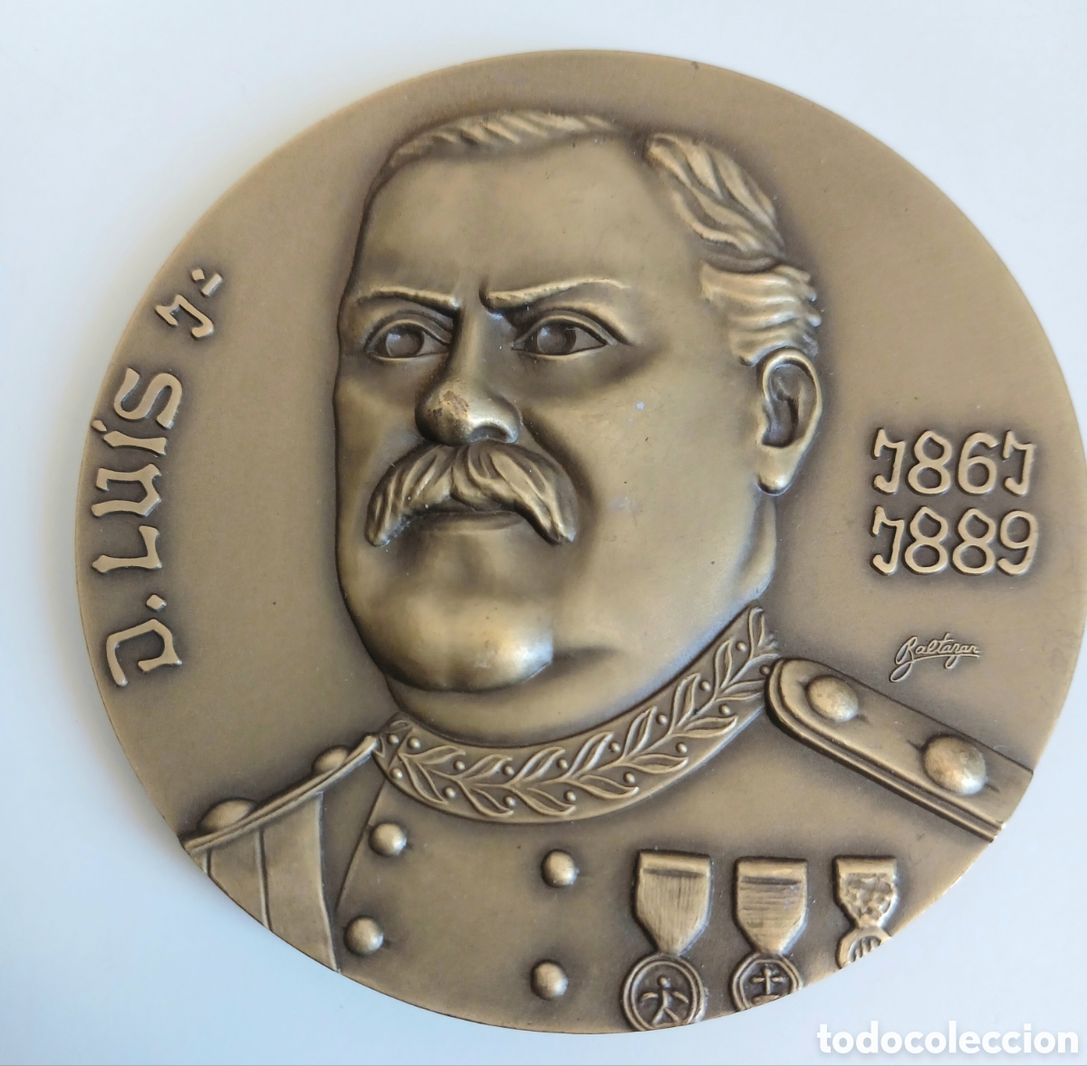 Medallas hist&oacute;ricas: Medalla 208gr. Bronce Rey D. Luis I de Portugal - Explora&ccedil;&otilde;es em &Aacute;frica - Numerada - Baltazar