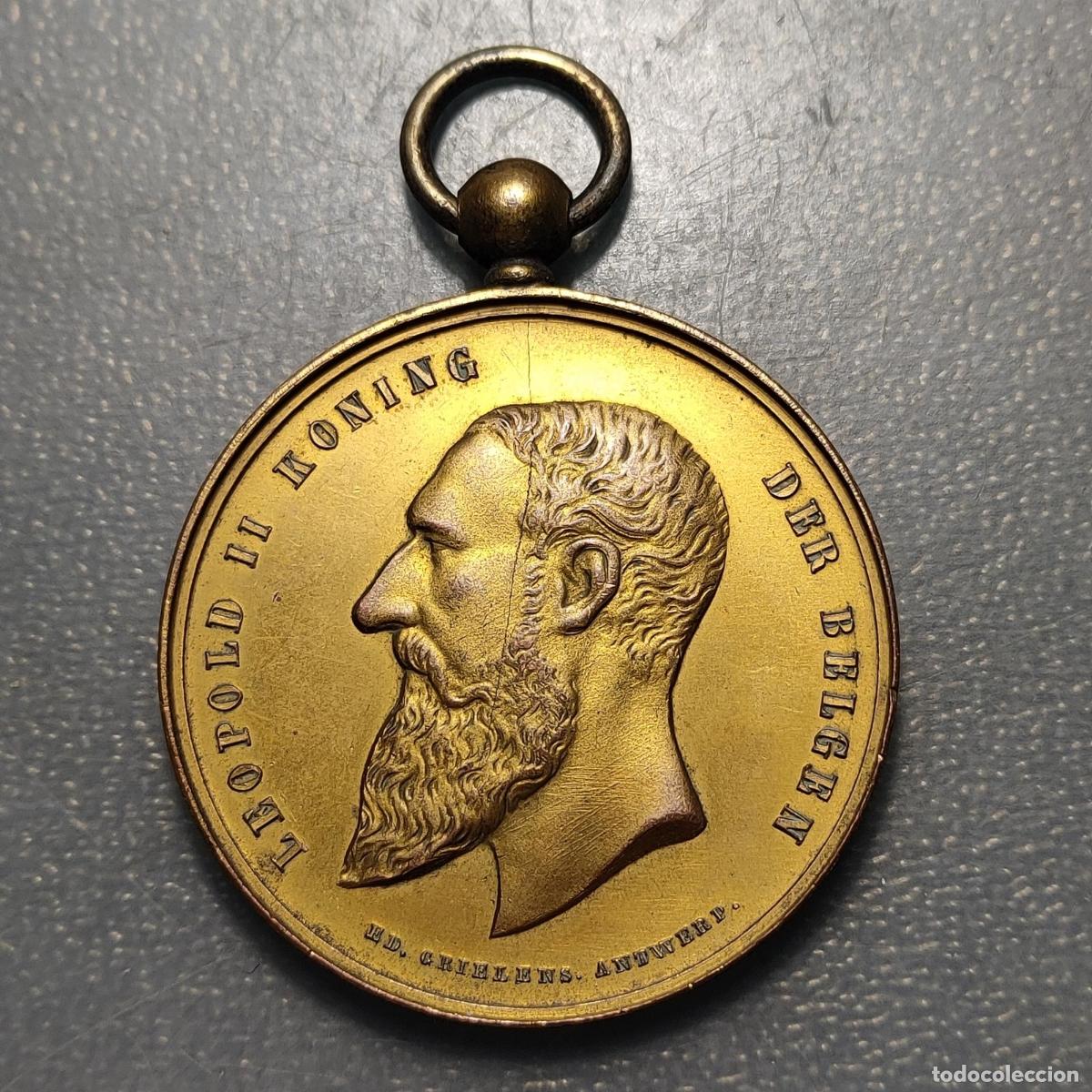 Medallas hist&oacute;ricas: BELGICA BELGIUM AMBERES LEOPOLD II MEDALLA SOCIEDAD MUSICAL APOLLON 1893