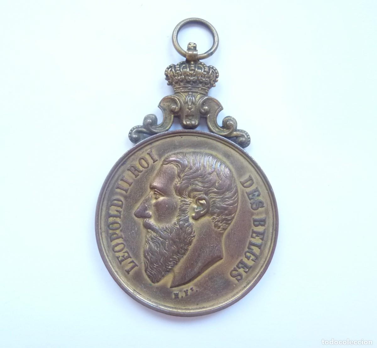 Medallas hist&oacute;ricas: B&eacute;lgica: Enorme medalla recuerdo de fiestas del Quartier Louise. Bruselas. Rey Leopoldo II. 1888