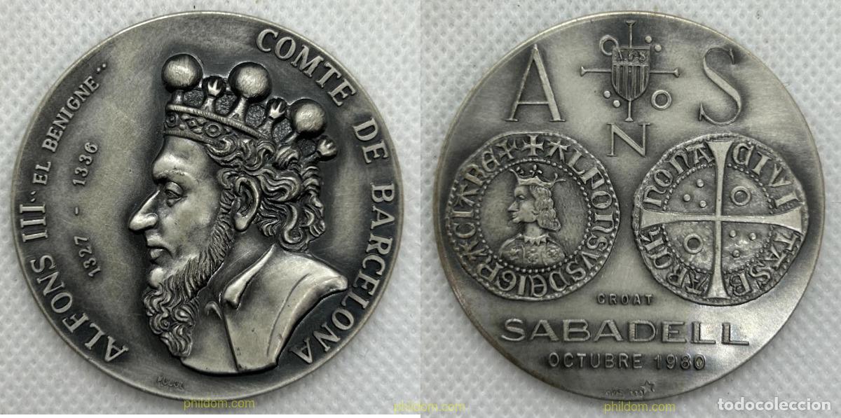 Medallas hist&oacute;ricas: MEDALLA COMTE DE BARCELONA. ALFONS II &rdquo;EL BENIGNE&rdquo;. ASOCIACION NUMISMATICA SABADELL. Croat1980 PLAT