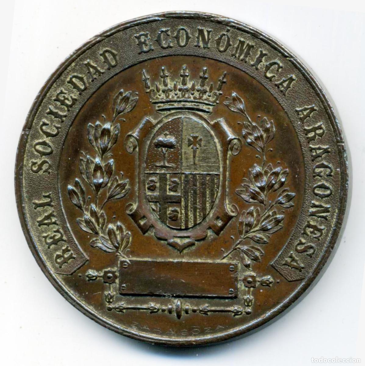 Medallas hist&oacute;ricas: XS- Medalla ZARAGOZA 1886 Real Sociedad Econ&oacute;mica Aragonesa 70 g 53 mm